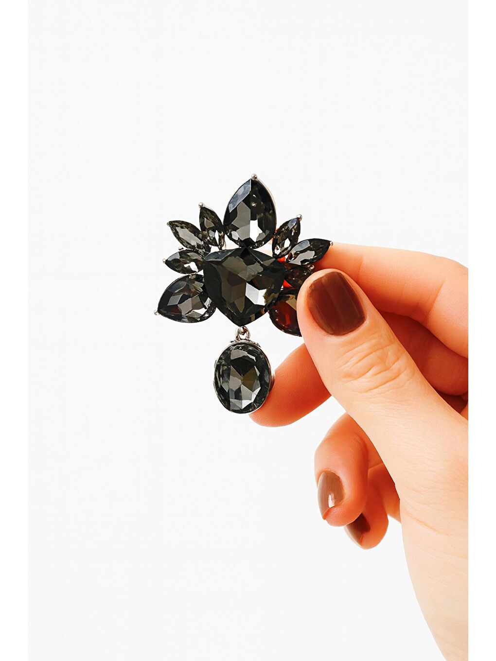 Gri Taşlı Buz Diyarı Görkemli Broş Yaka İğnesi-3