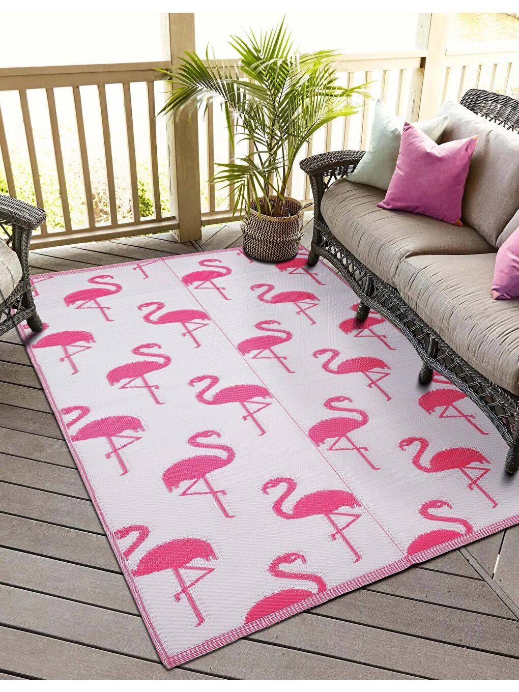 Pembe Savana 8811 Plaj Kamp Piknik Bahçe Halısı Balkon Teras Hasır Mat Savan Halı-150x210-1