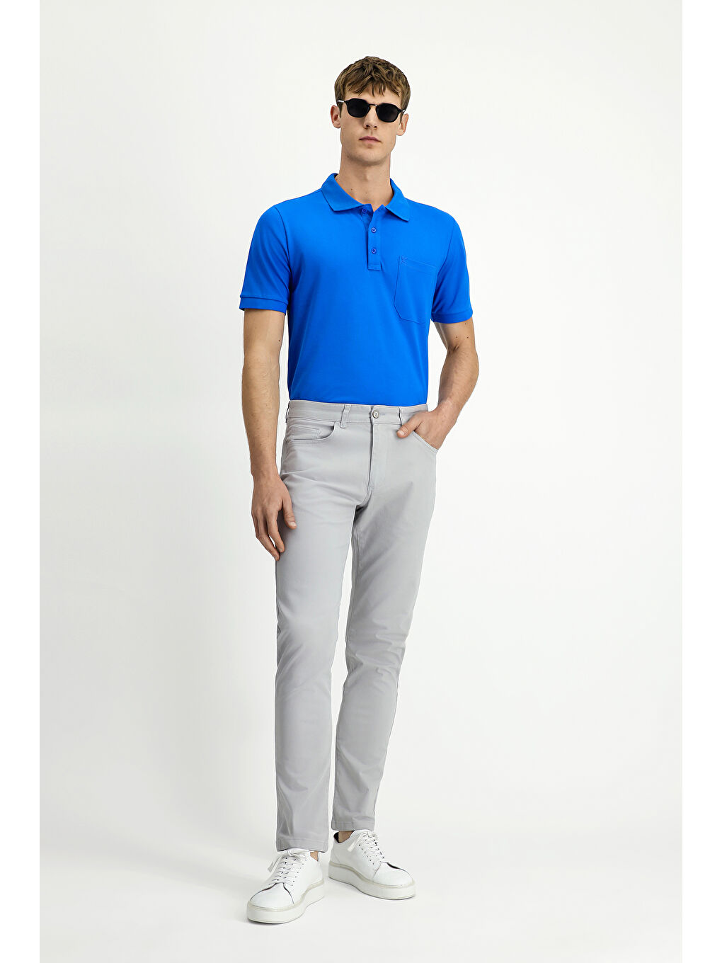 Gri Regular Fit Elastanlı Kanvas / Chino Pantolon