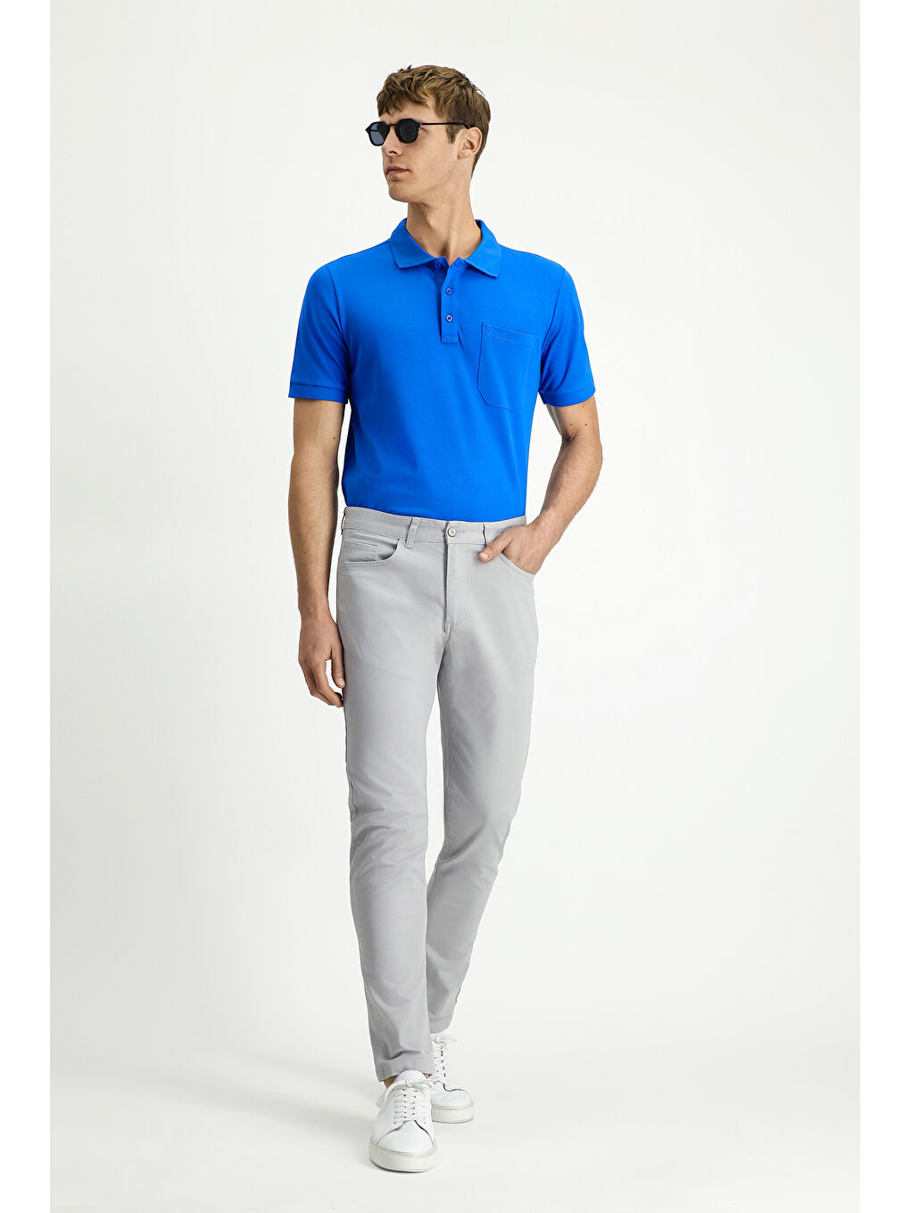 Gri Regular Fit Elastanlı Kanvas / Chino Pantolon-1