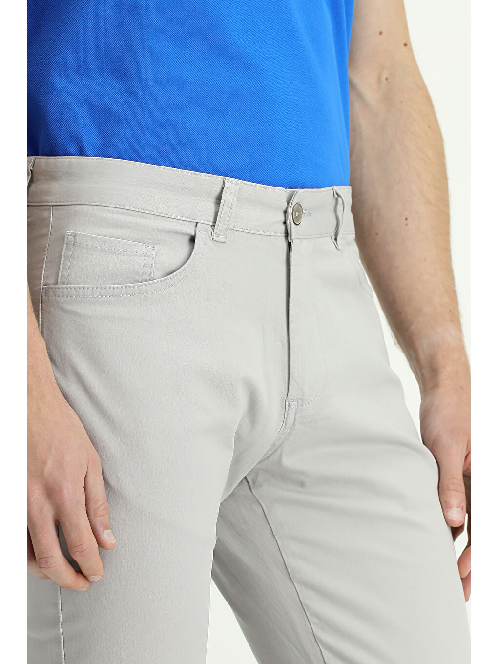 Gri Regular Fit Elastanlı Kanvas / Chino Pantolon-4