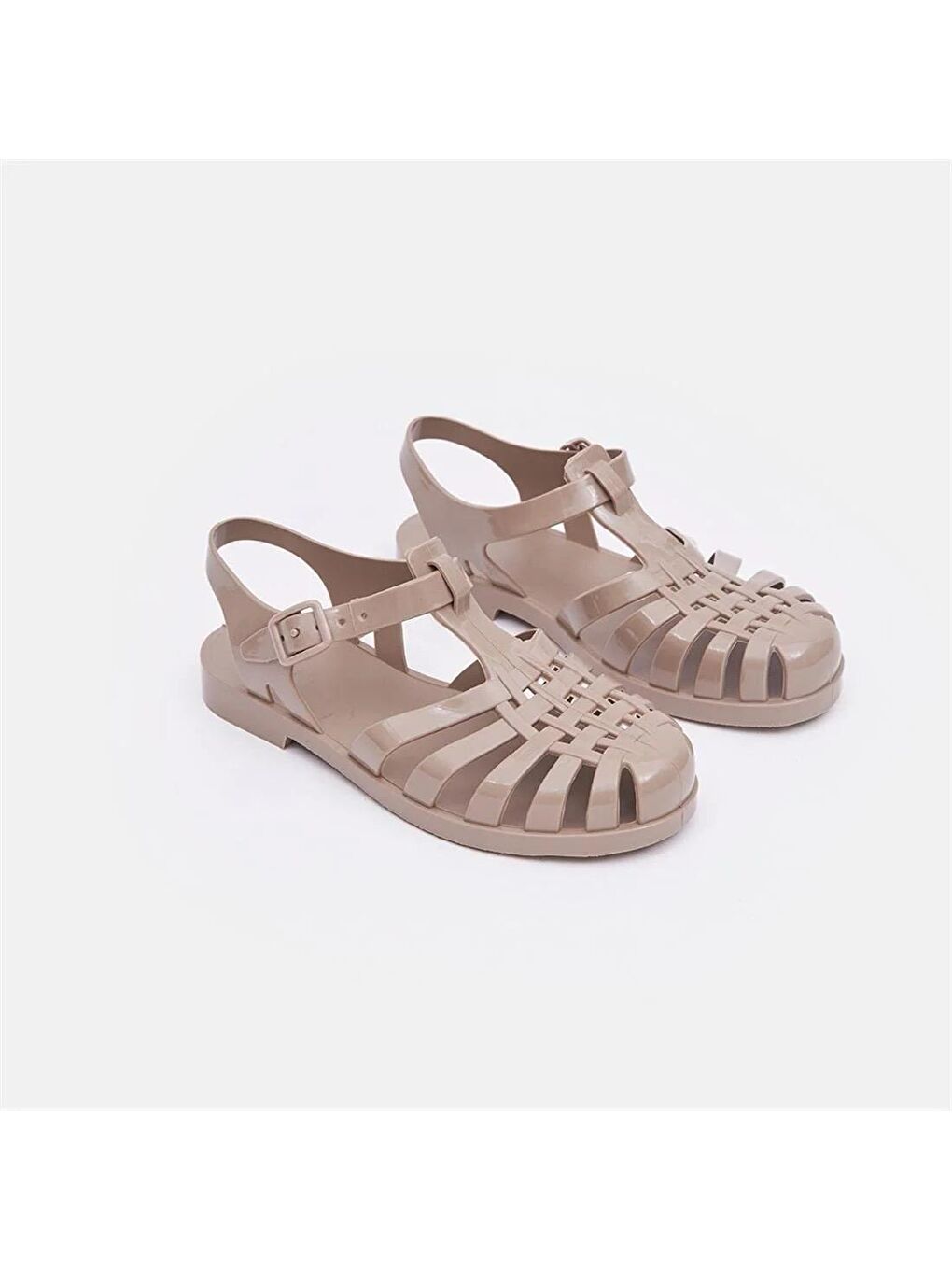 Bej Kaymaz Taban Arkası Açık Tokalı Çocuk Sandalet 74-12-24Ç