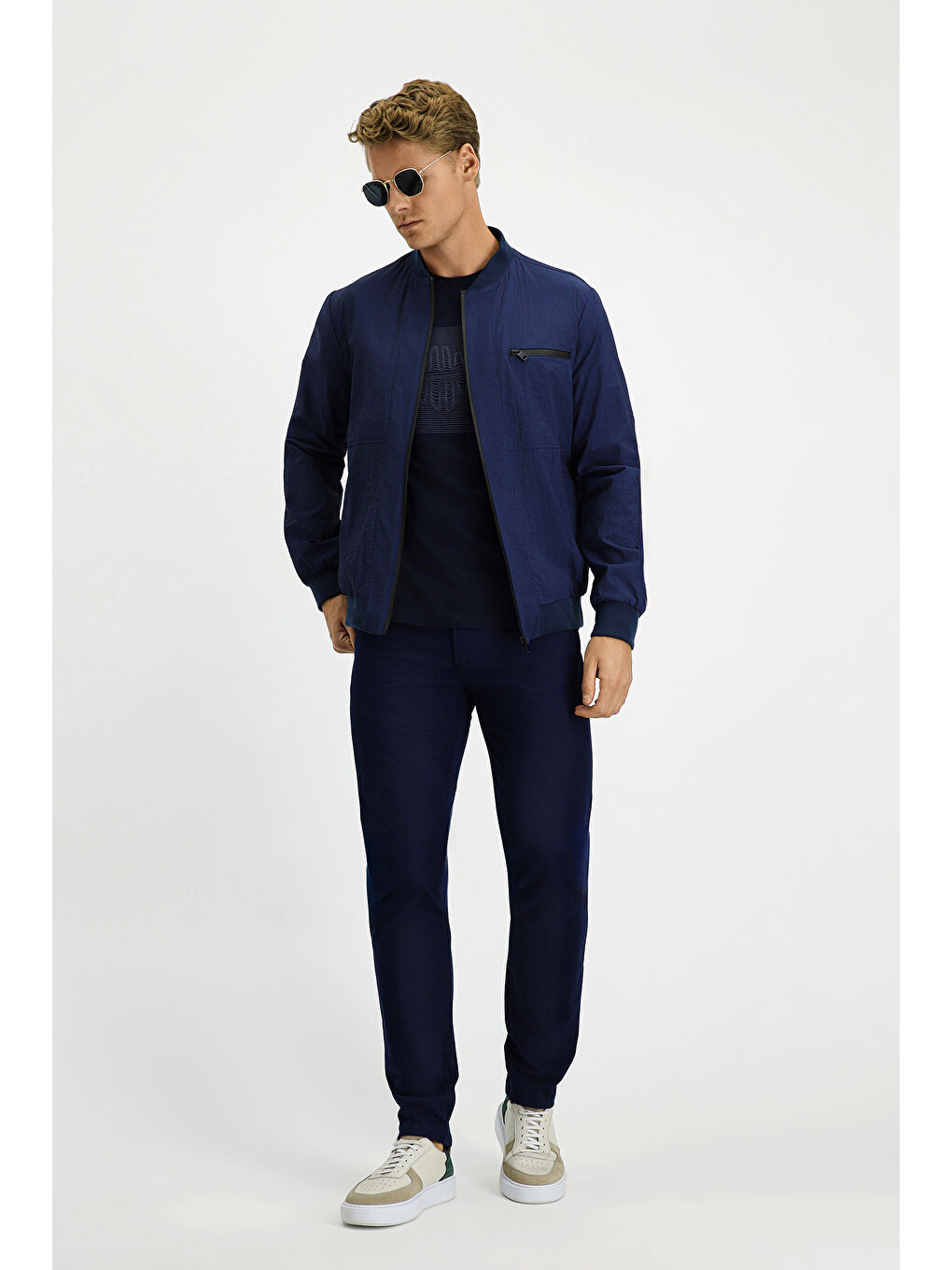 Lacivert Mevsimlik Spor Bomber Ceket Mont-1