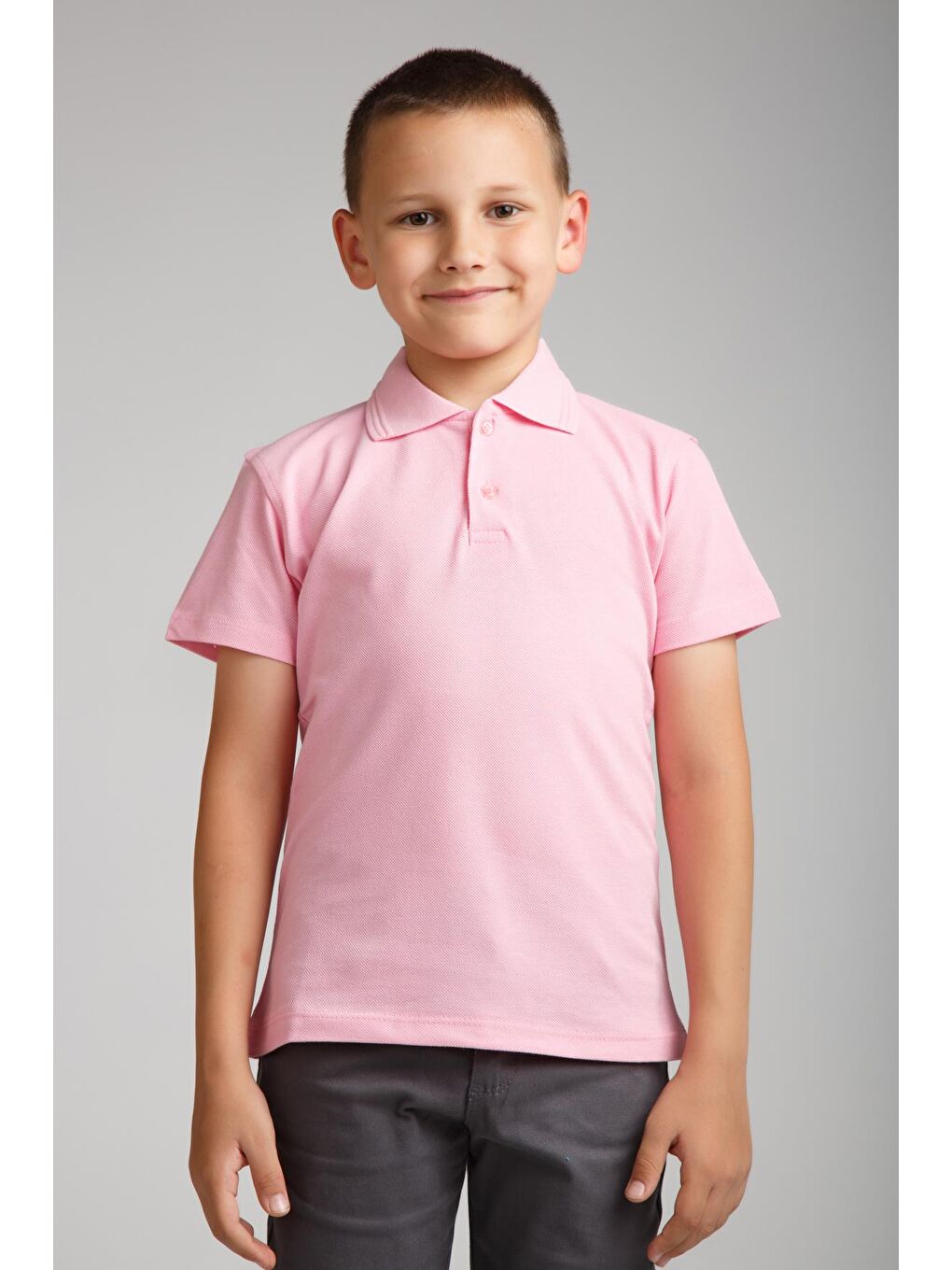 ajn Pembe Kids Polo Yaka Basic Kısa Kollu Erkek Çocuk Tişört - 3