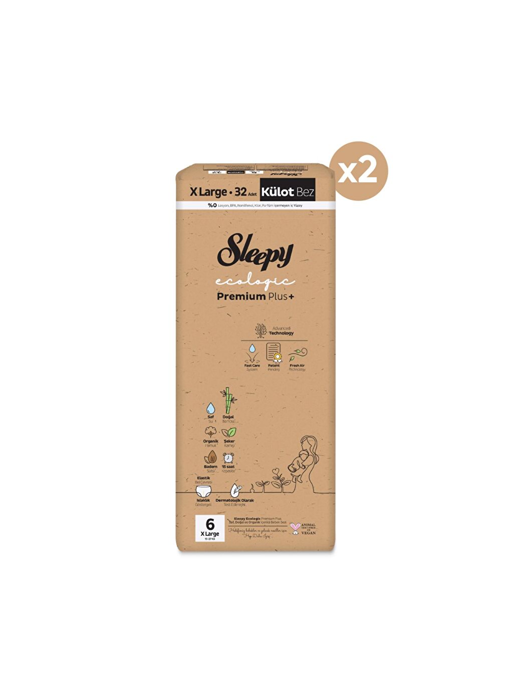 Ecologic Premium Plus Süper Paket Külot Bez 6 Numara Xlarge 64 Adet-1