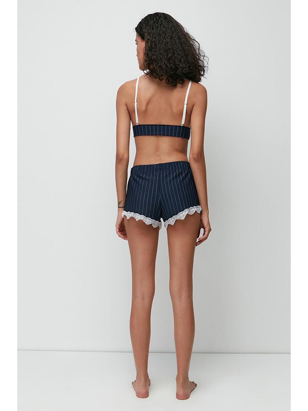 Dantel Detay Bralet Şort Takım 9142 Lacivert-4
