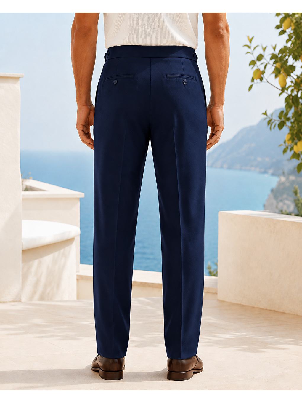 Erkek Viskon Karışımlı Yan Tokalı Pileli Baggy Pantolon Lacivert 0171dngr-4