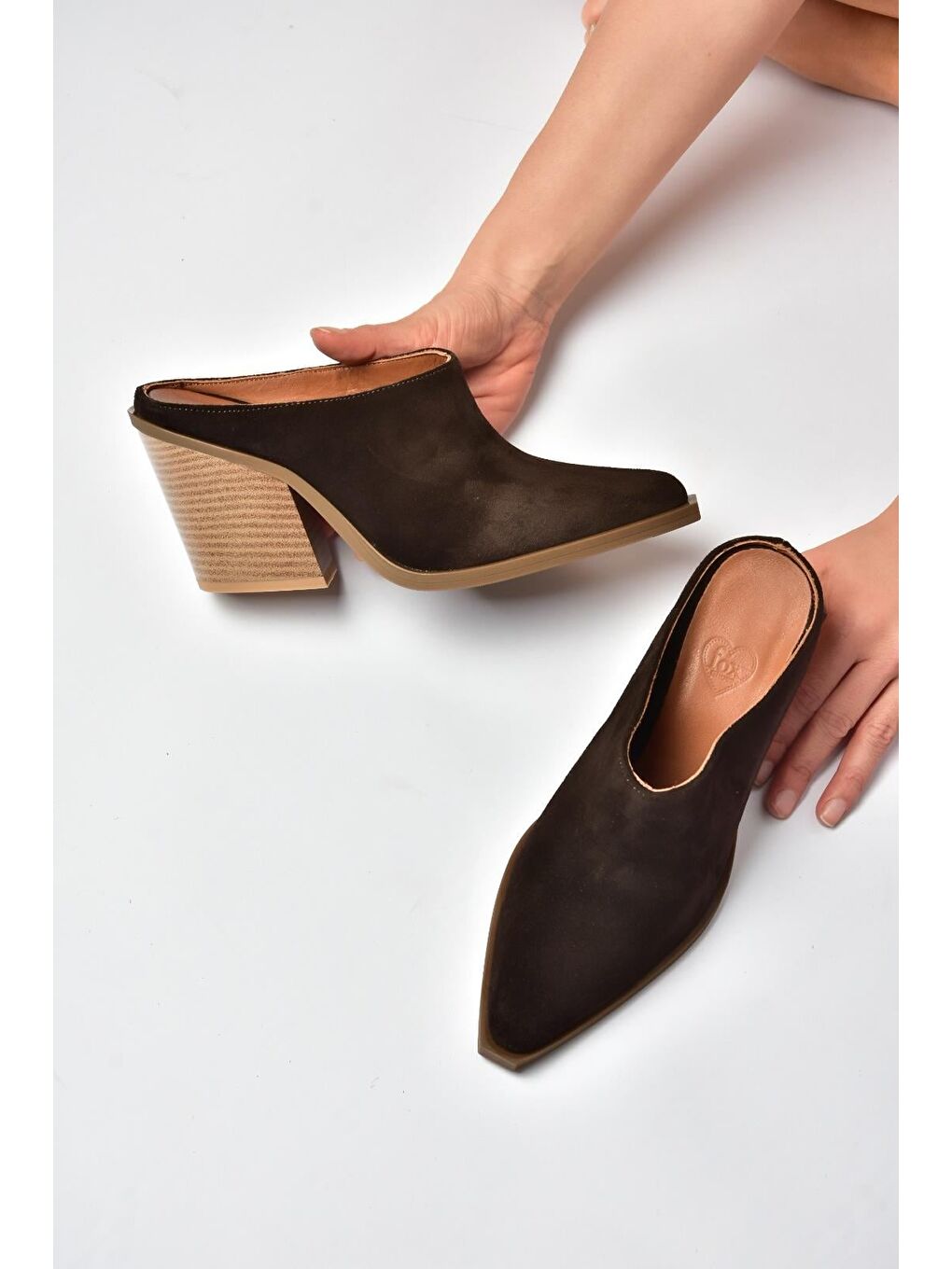 Kahverengi Kadın Topuklu Terlik U654806102-1