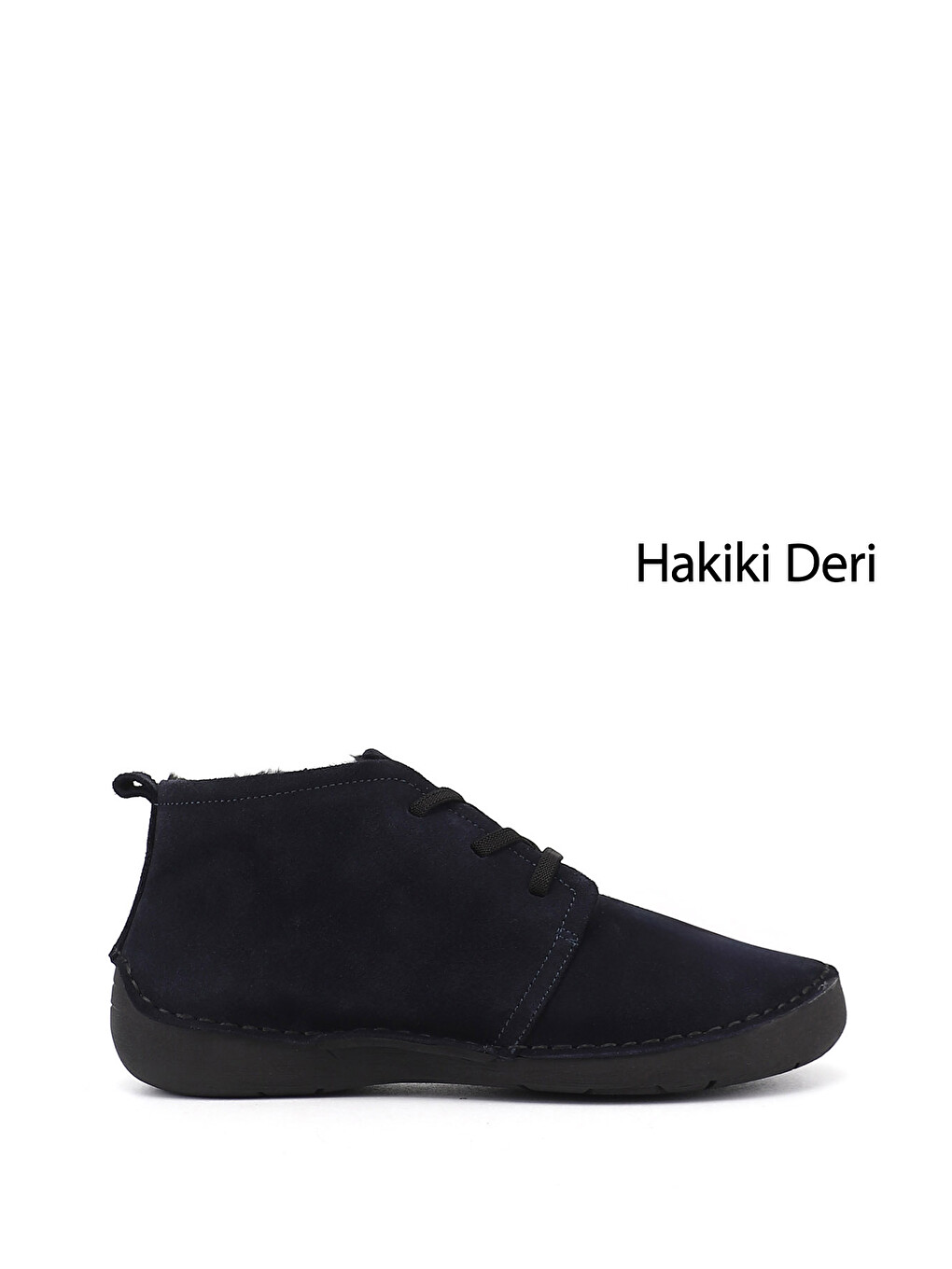Lacivert Kadın KOYU LACİVERT Bağcıklı Hakiki Deri Comfort Bot