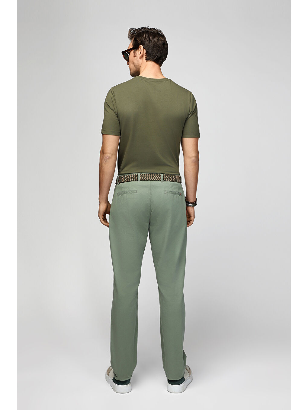 Yeşil Regular Fit Elastanlı Kanvas / Chino Pantolon-2