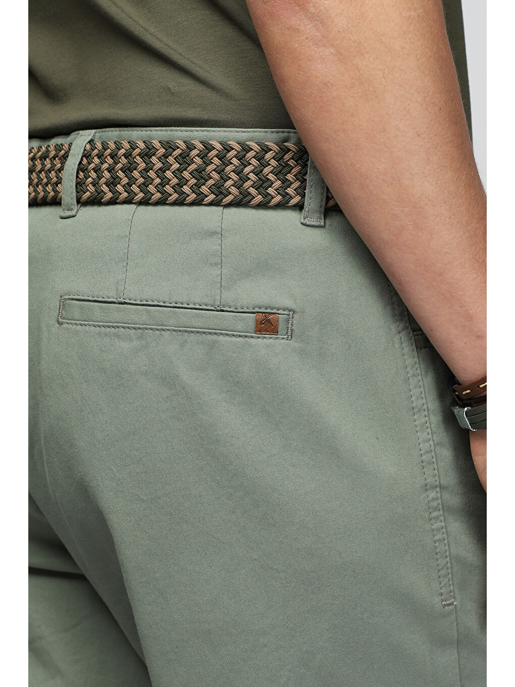 Yeşil Regular Fit Elastanlı Kanvas / Chino Pantolon-4