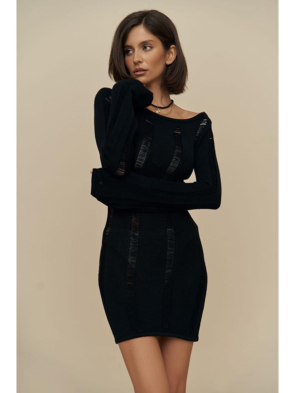 Tatum Siyah Ajur Elbise