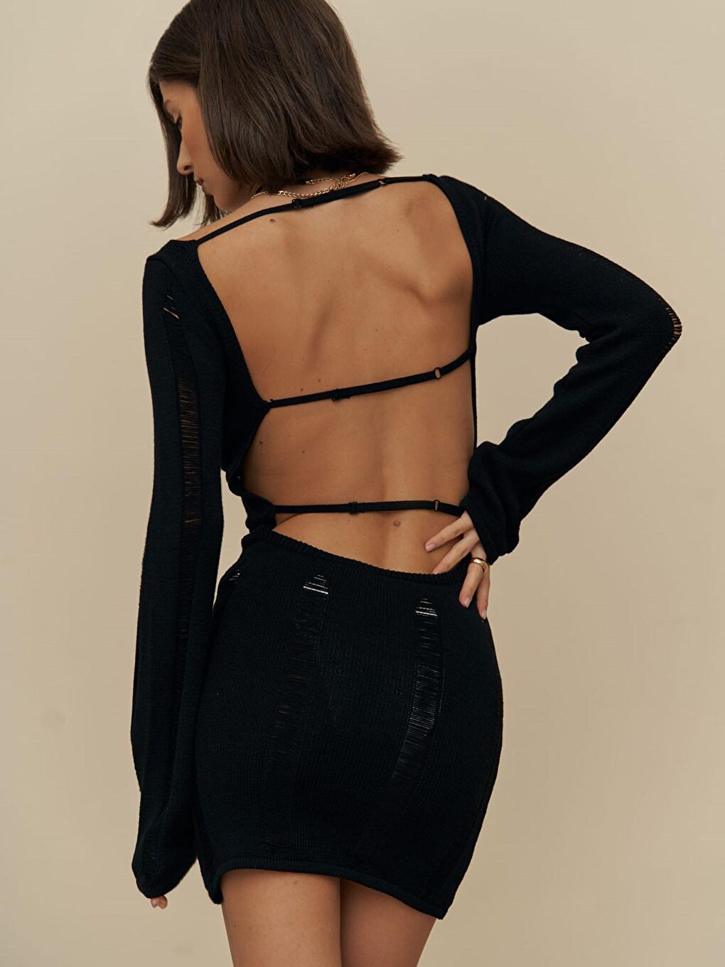 Tatum Siyah Ajur Elbise-4