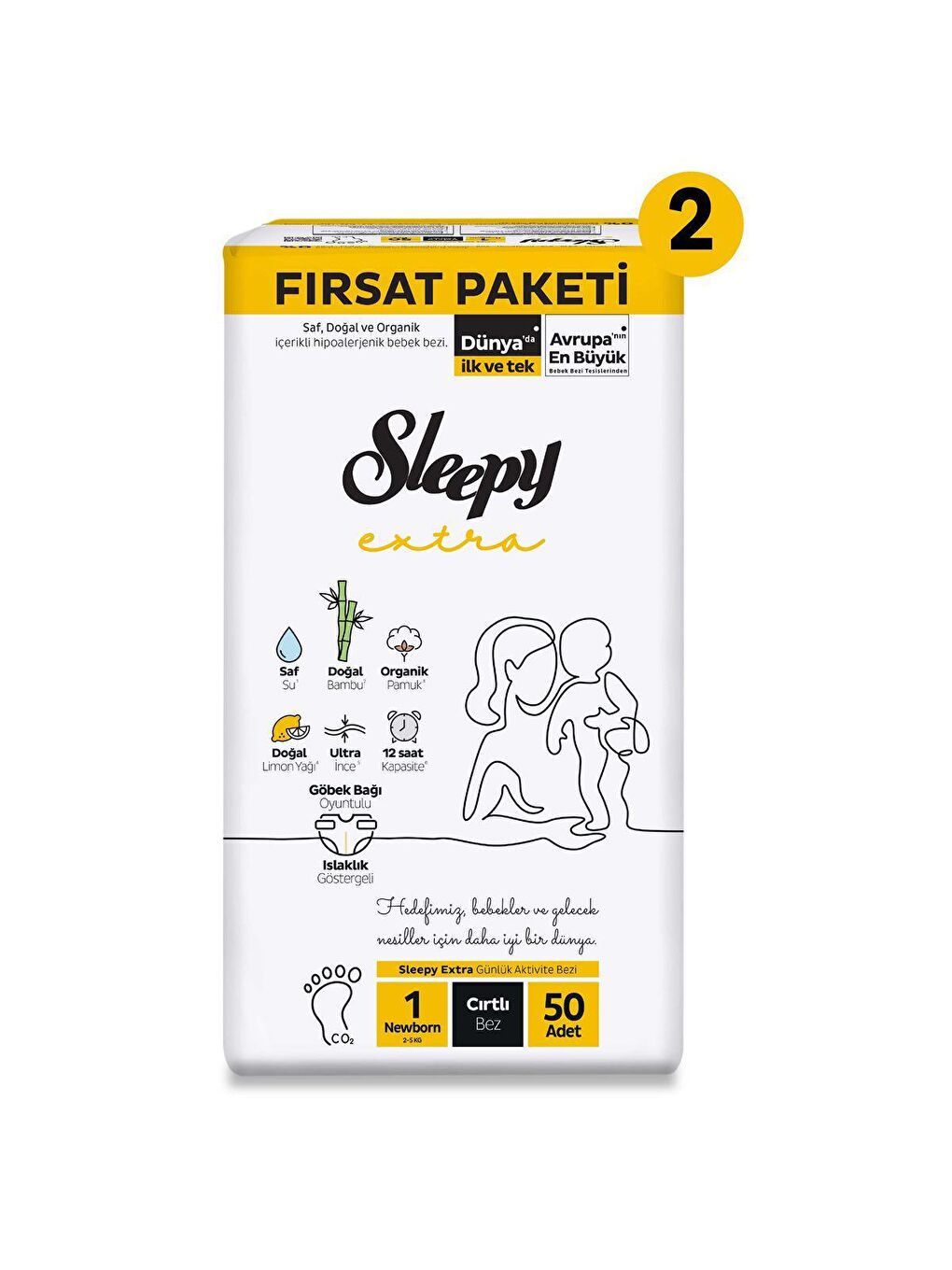 Sleepy Beyaz Extra Günlük Aktivite Ekonomik Fırsat Paketi Bebek Bezi 1 Numara Newborn 100 Adet - 1