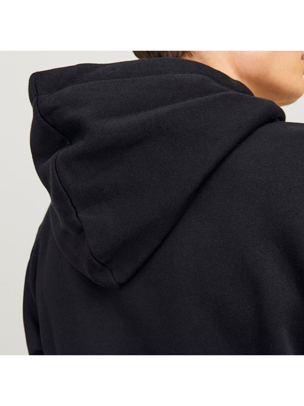 Hood Logo 2 Col Erkek Siyah Kapüşonlu Sweatshirt-3