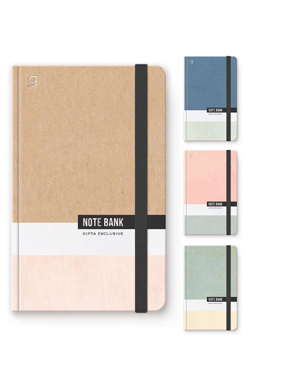 Note Bank Sert Kapak Dikişli Lastikli 13x21 96 Yaprak Not Defteri Çizgili (7351)