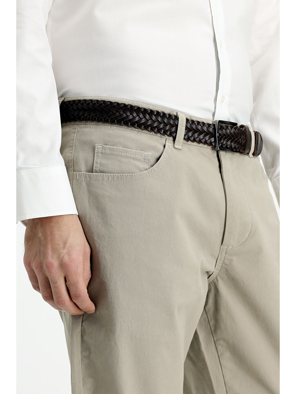 Kahverengi Regular Fit Elastanlı Kanvas / Chino Pantolon-3
