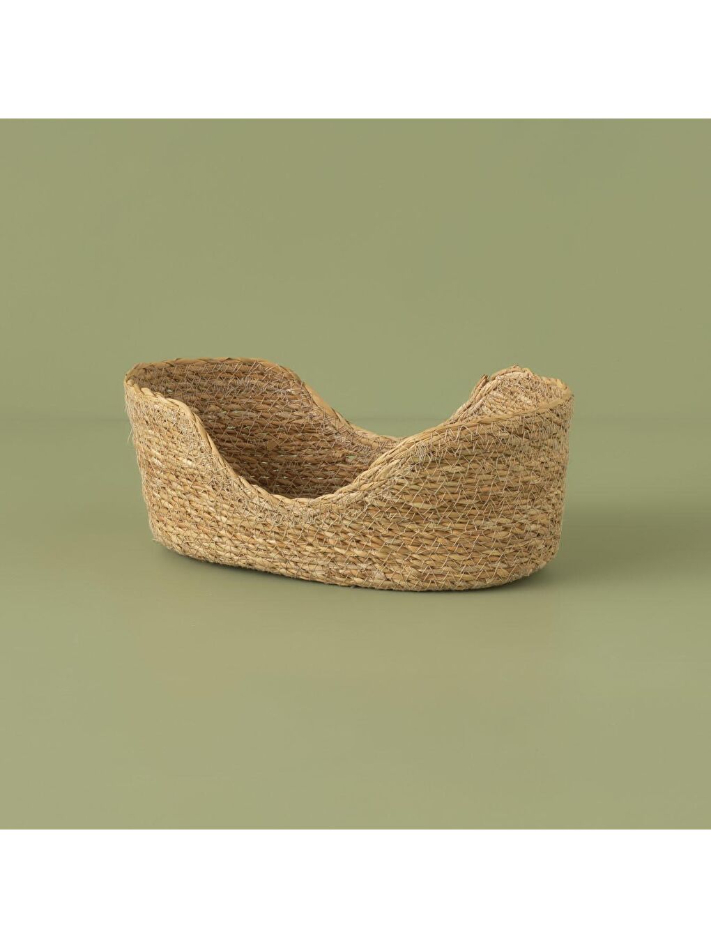 Bej Berry Oval Hasır Sepet Naturel 27x16 cm