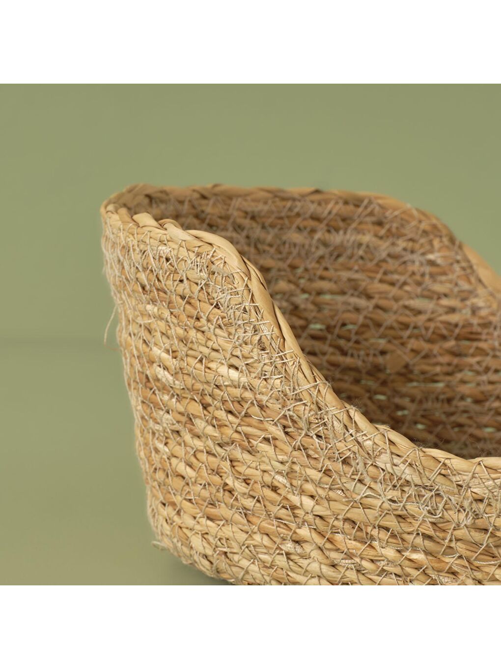 Bej Berry Oval Hasır Sepet Naturel 27x16 cm-1
