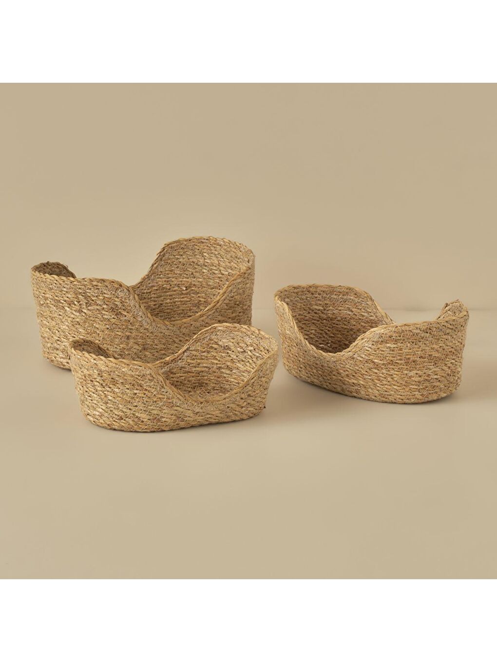 Bej Berry Oval Hasır Sepet Naturel 27x16 cm-2