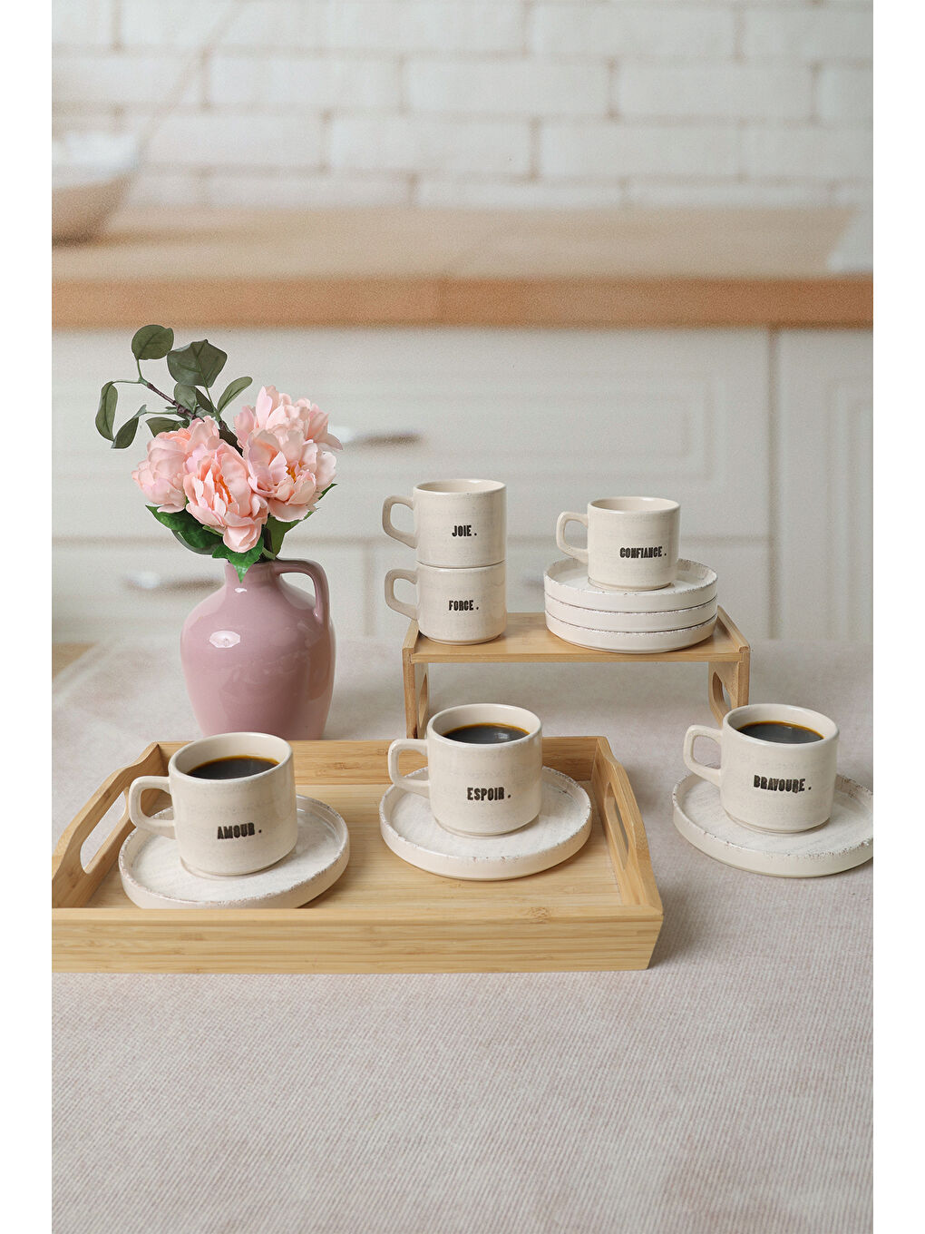 Keramika Karişik Deep Collection Mottolu Stackable Çay Takımı 12 Parça 6 Kişilik - 2