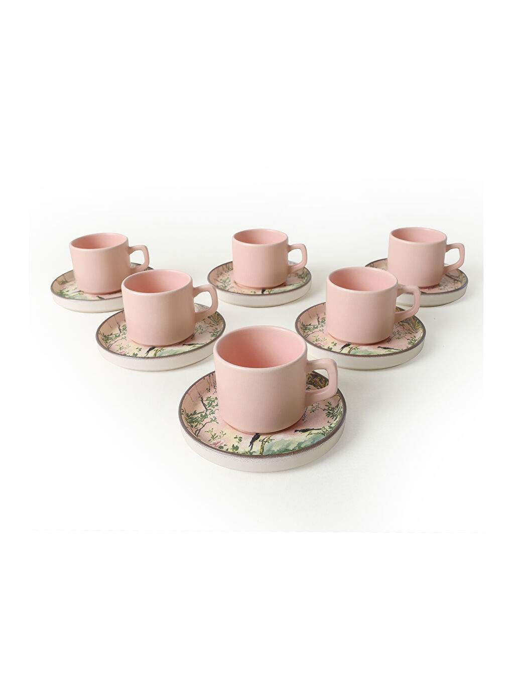 Karışık Pink Woods Stackable Çay Takımı 12 Parça 6 Kişilik-3