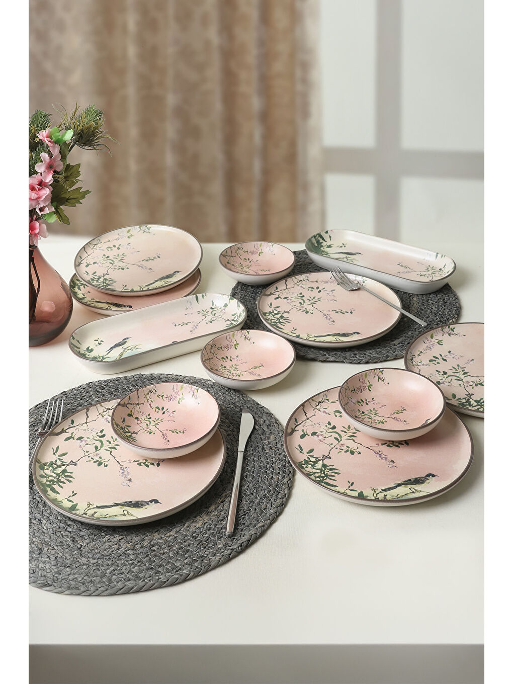 Karışık Pink Woods Kahvaltı Takımı 12 Parça 6 Kişilik-1