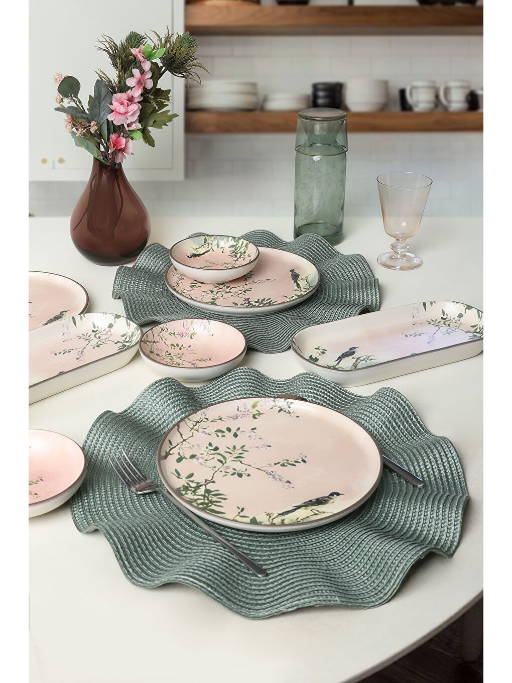 Karışık Pink Woods Kahvaltı Takımı 12 Parça 6 Kişilik-2