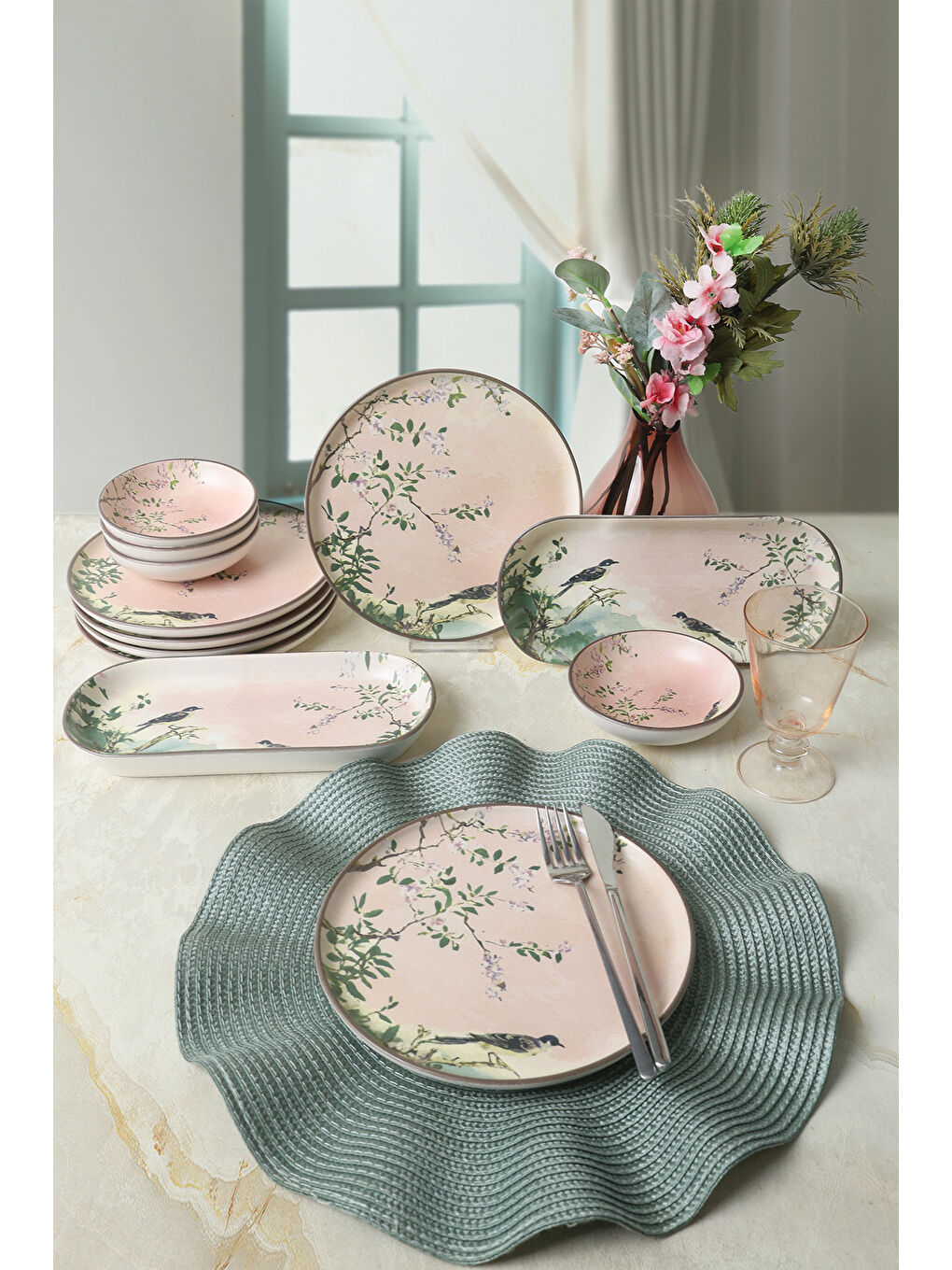 Karışık Pink Woods Kahvaltı Takımı 12 Parça 6 Kişilik-4