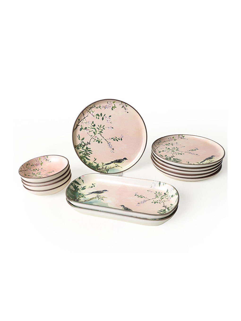 Karışık Pink Woods Kahvaltı Takımı 12 Parça 6 Kişilik-6