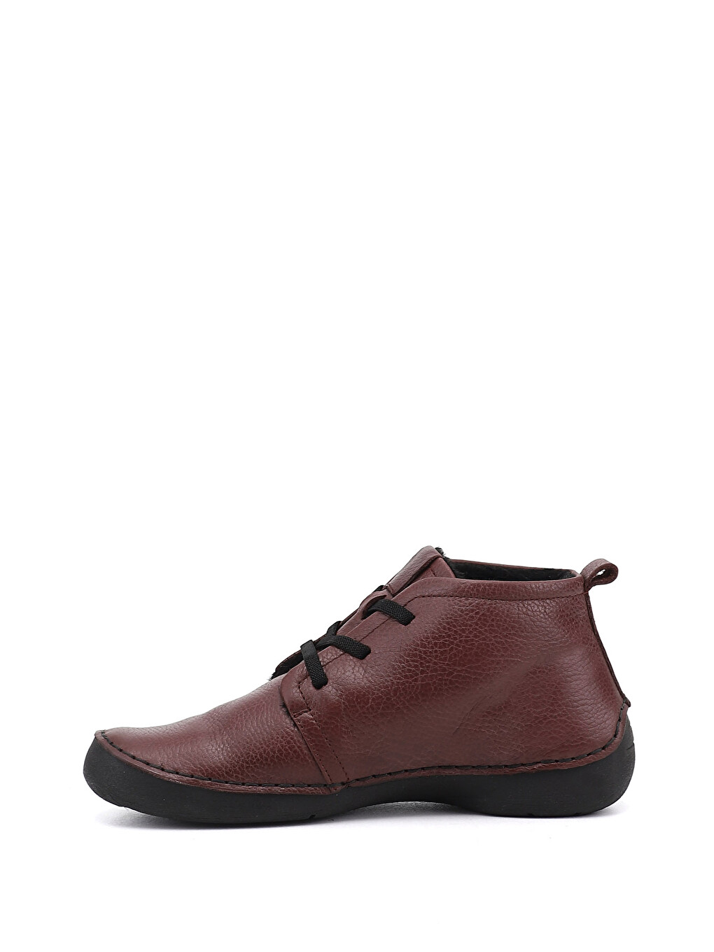 Bordo Kadın KOYU BORDO Bağcıklı Hakiki Deri Comfort Bot-4