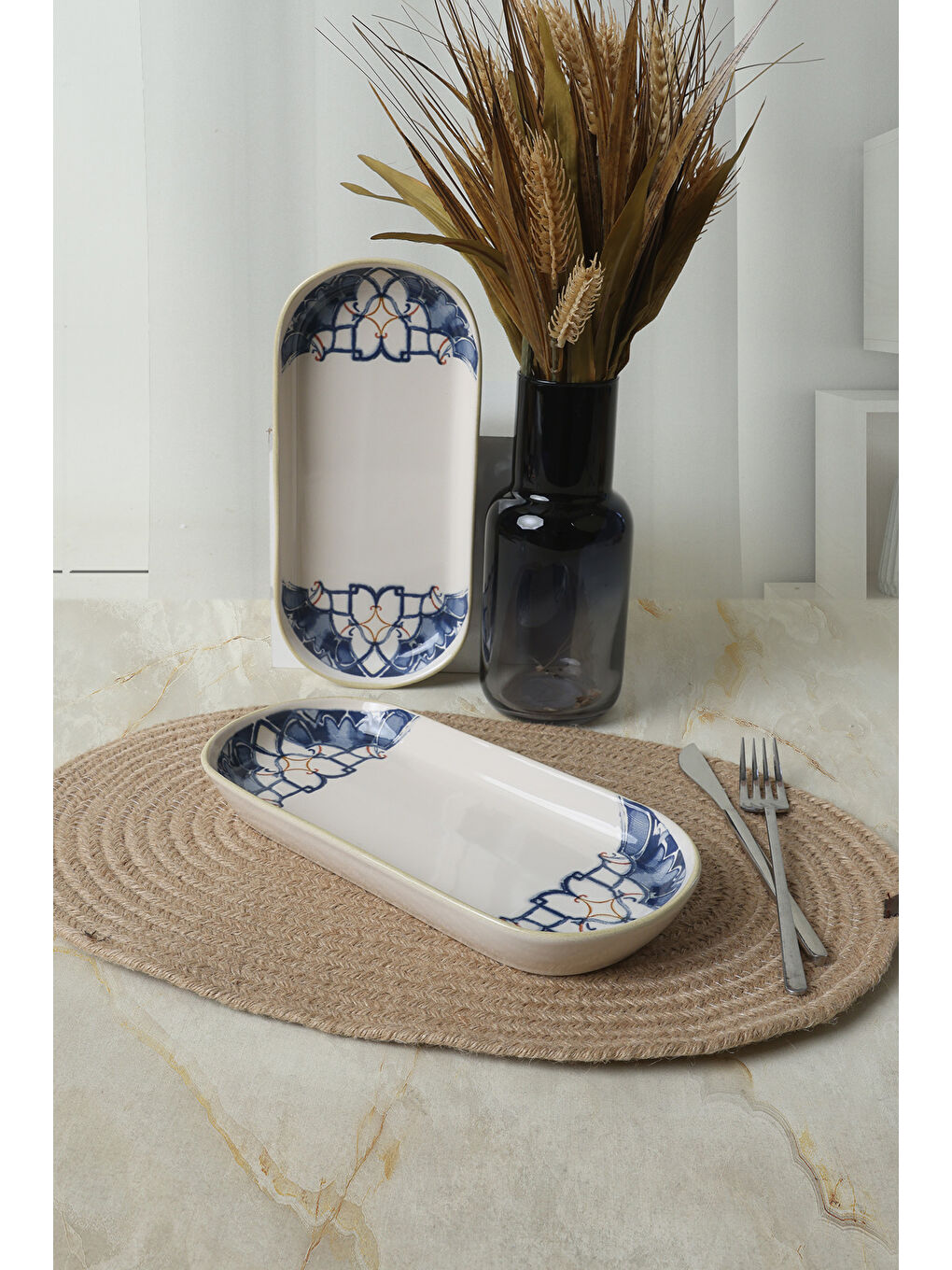 Karışık Wave Flow Noyan Kayık Tabak 26 Cm 2 Adet-2