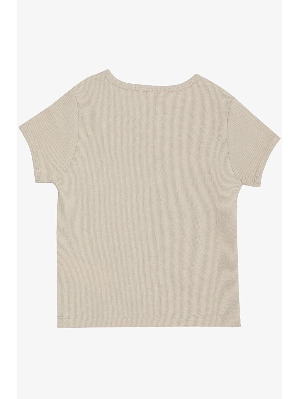 Kız Çocuk Tişört Kemer Boy Yazı Baskılı Bej (8-14 Yaş)-1