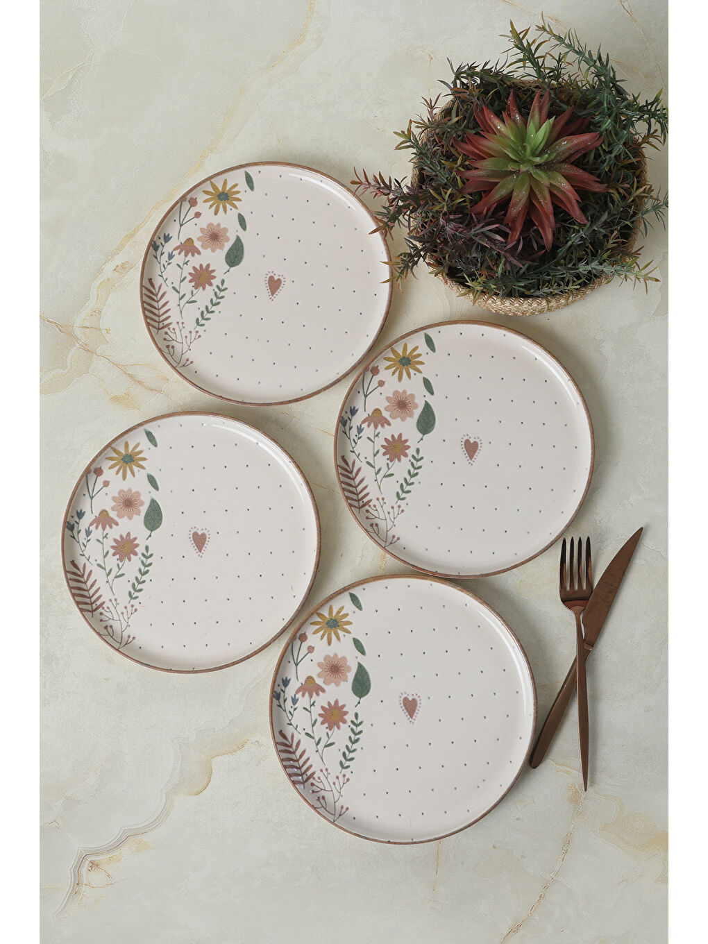 Karışık Soft Bloom Nordic Pasta Tabağı 22 Cm 4 Adet