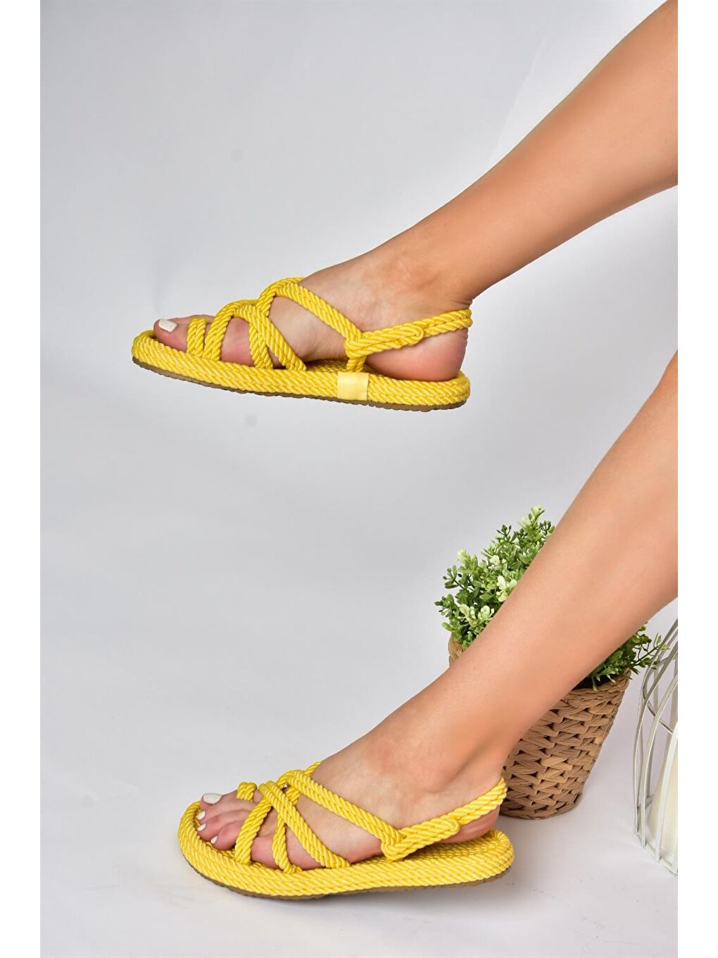F470135104 Sarı Kadın Sandalet-3