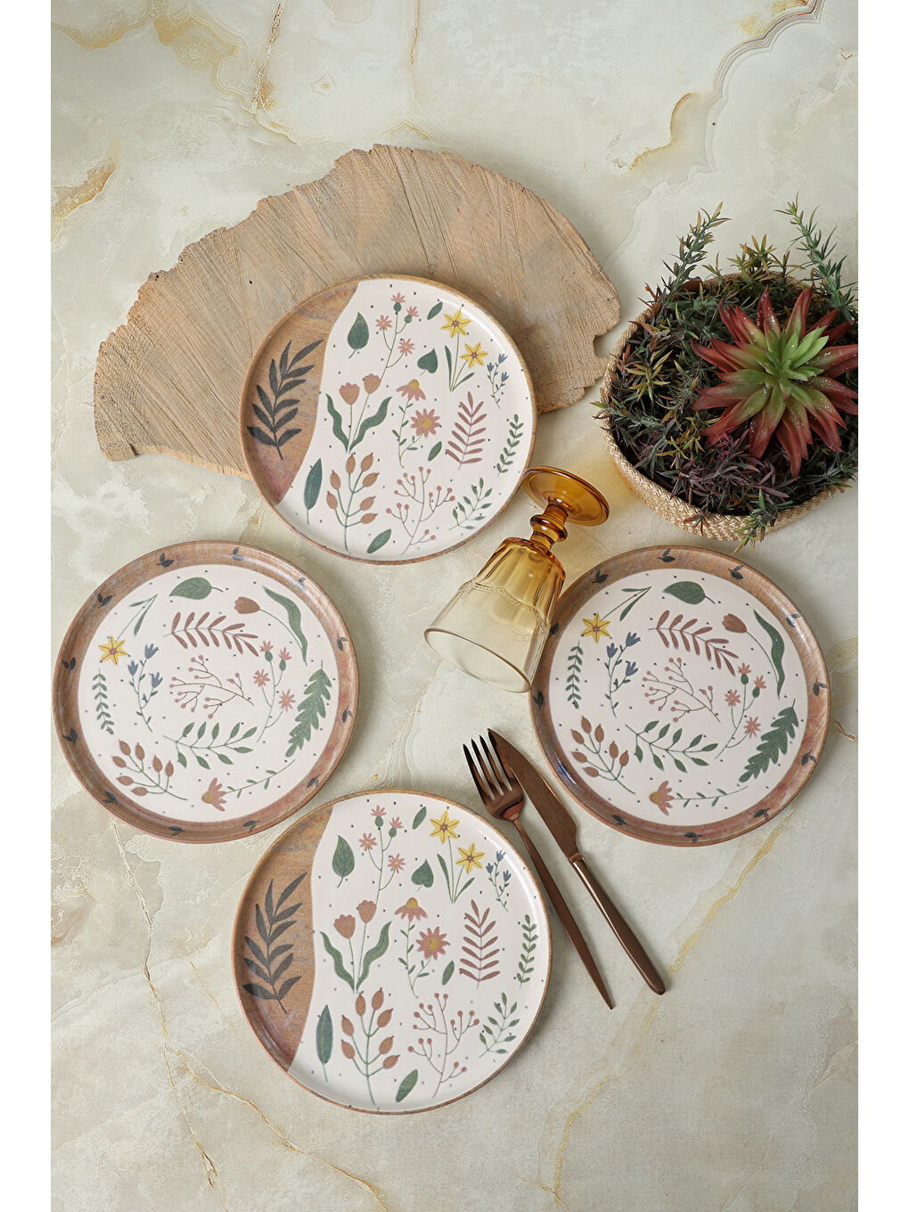 Karışık Soft Bloom Nordic Pasta Tabağı 22 Cm 4 Adet