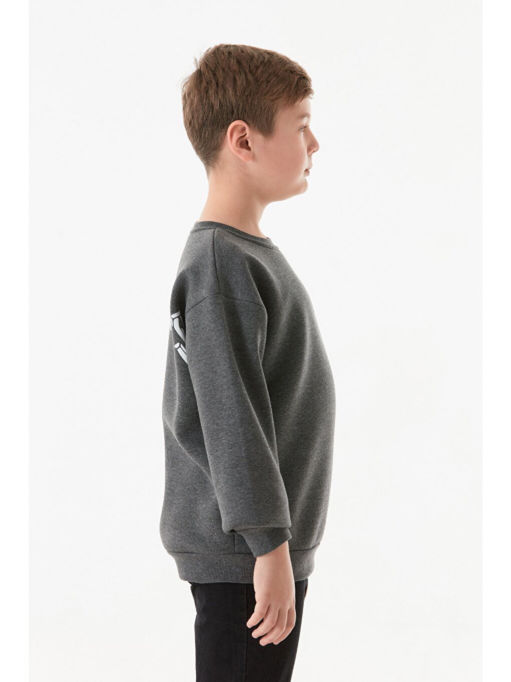 Antrasit 3 İplik Los Angeles Yazı Baskılı Erkek Çocuk Sweatshirt-3