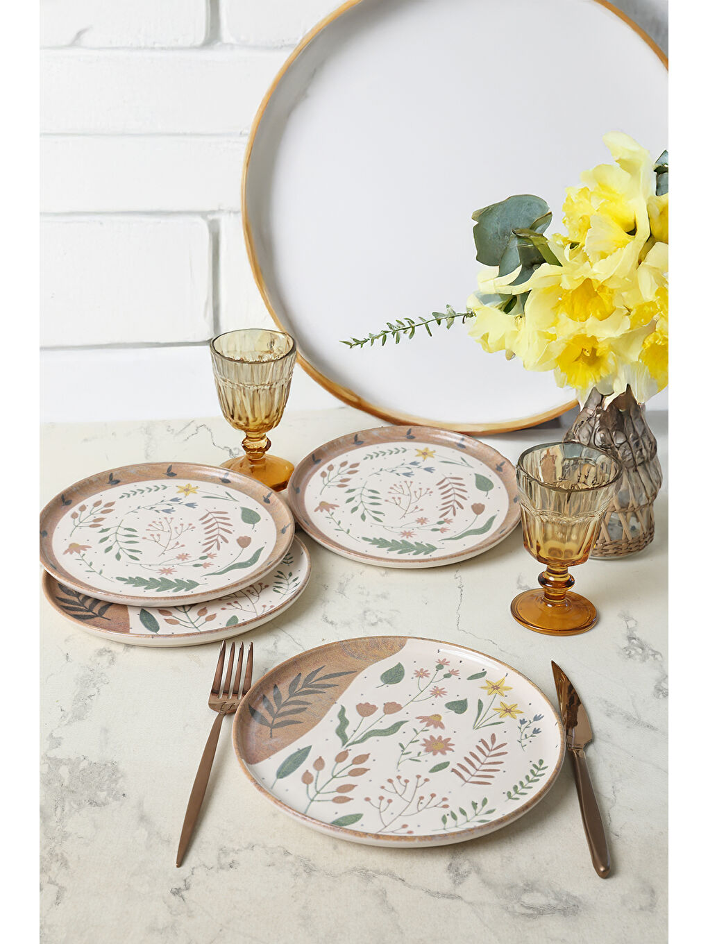 Karışık Soft Bloom Nordic Pasta Tabağı 22 Cm 4 Adet-1