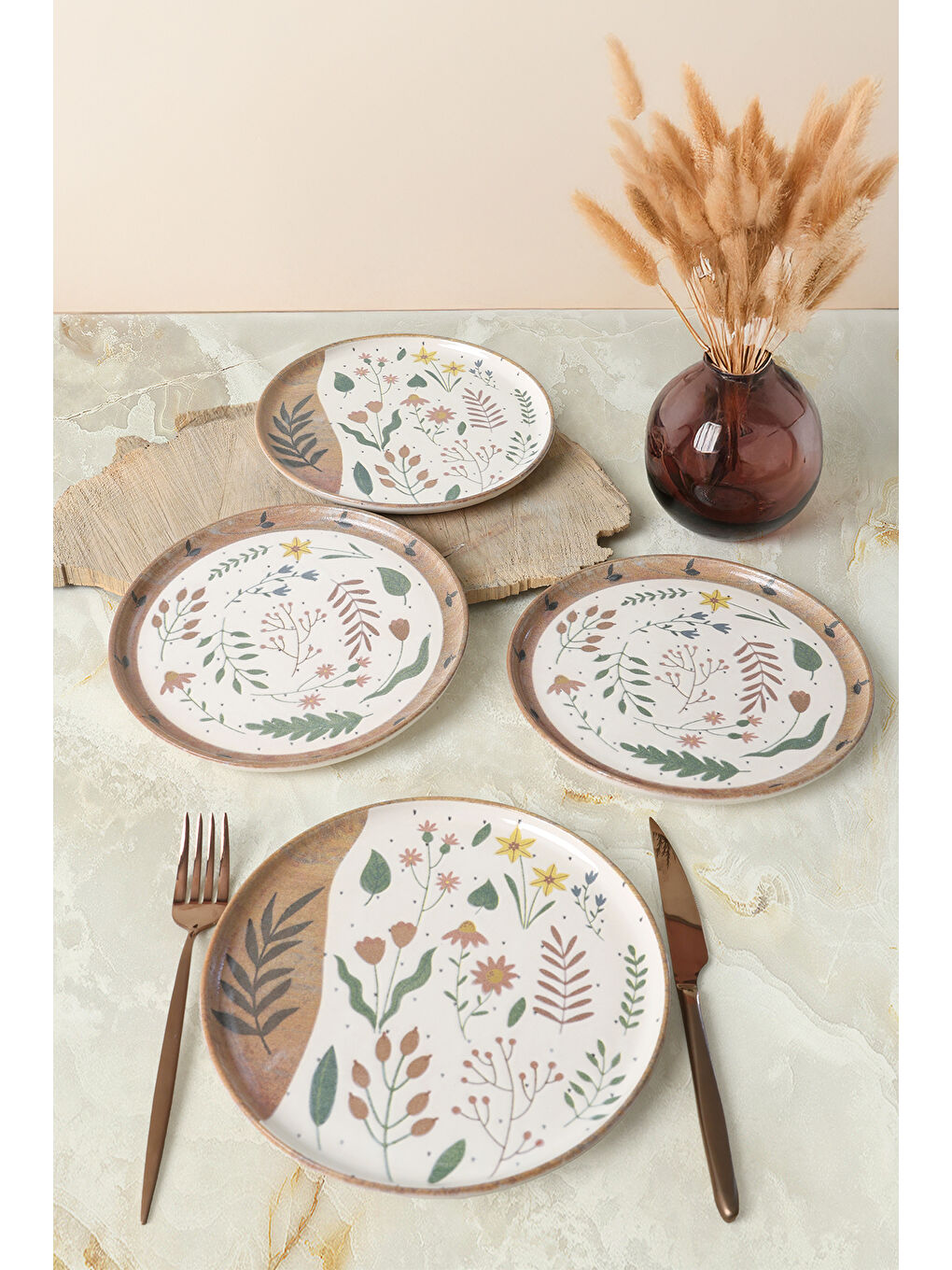 Karışık Soft Bloom Nordic Pasta Tabağı 22 Cm 4 Adet-3