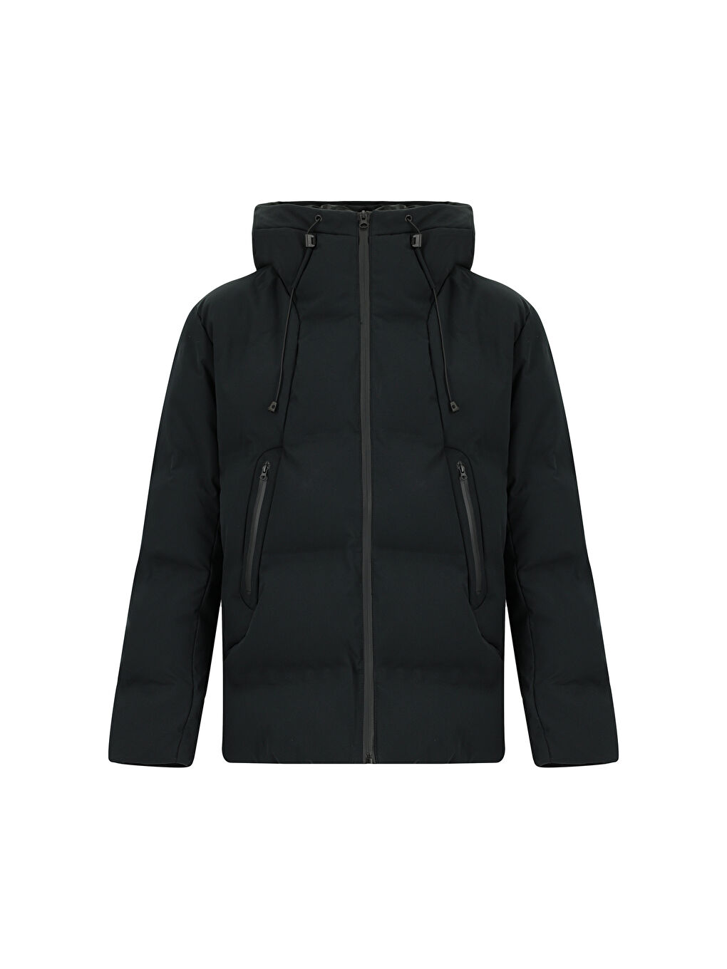 Siyah Kapüşonlu Şişme Spor Mont-8