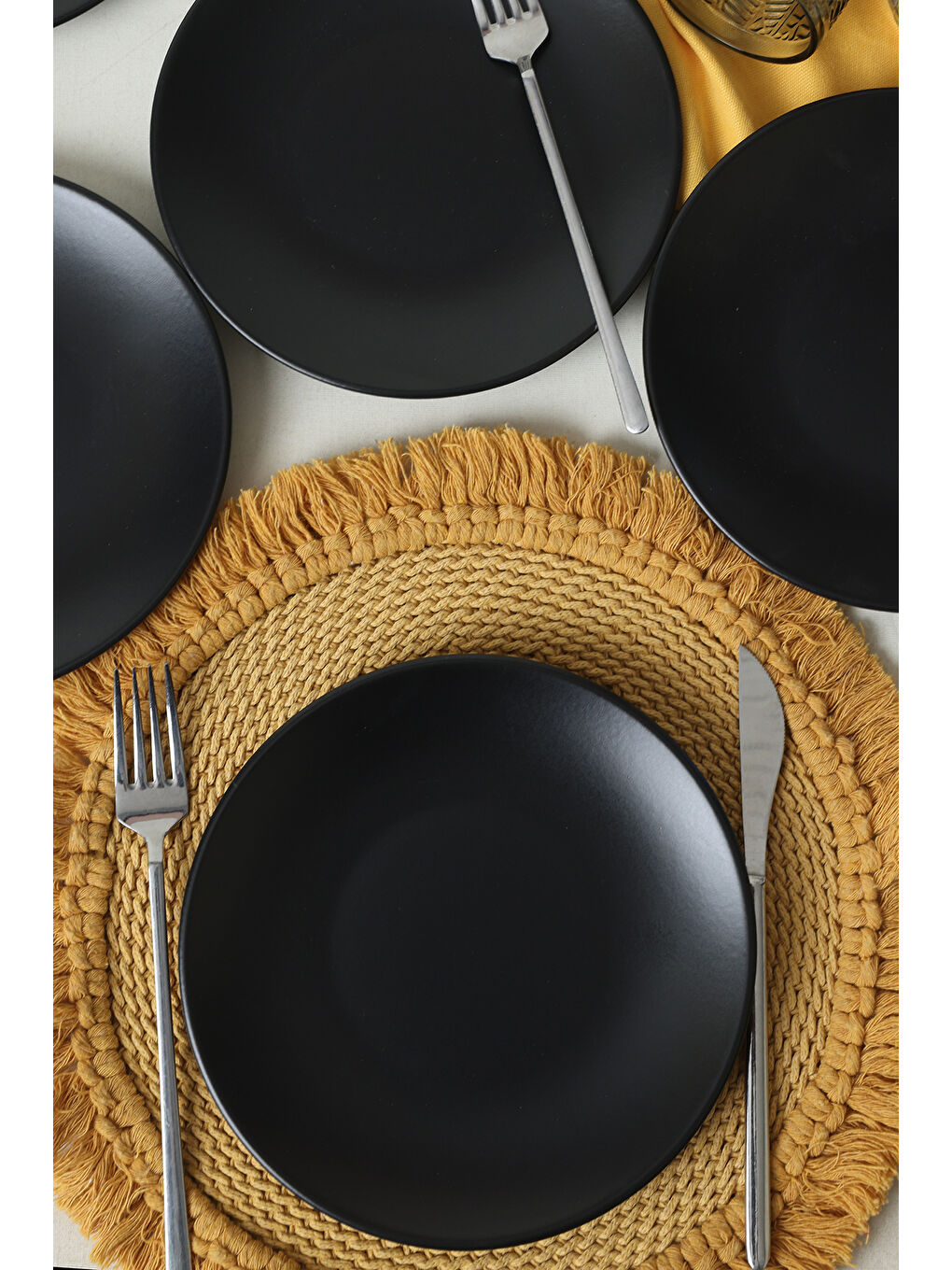 Mat Siyah Ege Pasta Tabağı 20 Cm 6 Adet-3