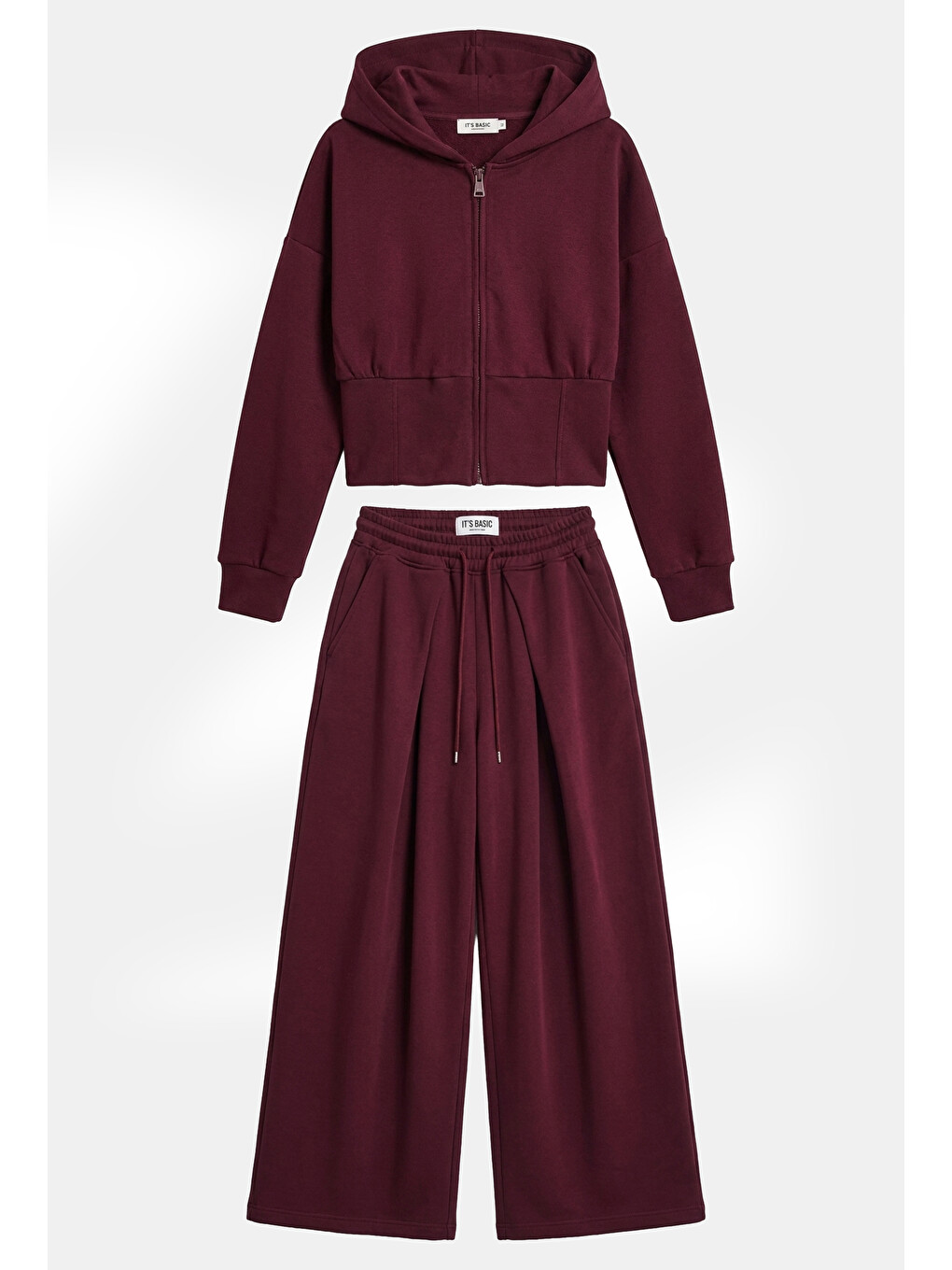 Kadın Bordo W6-35 Üst Polar Alt Eşofman Pantolon 2'li Takım-4