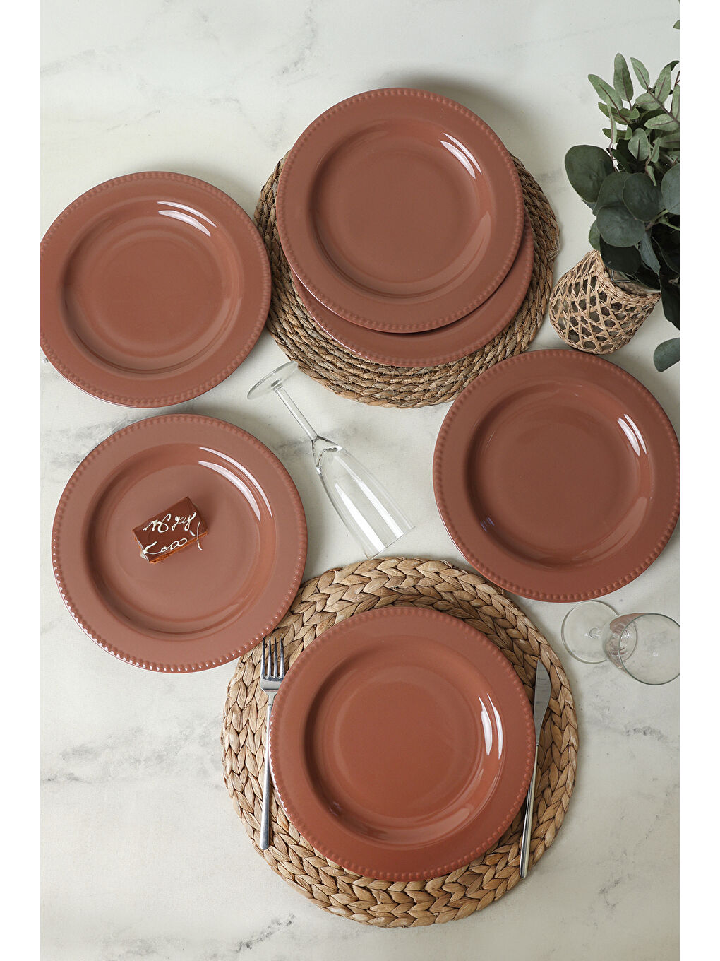 Kahverengi Bella Servis Tabağı 27 Cm 6 Adet