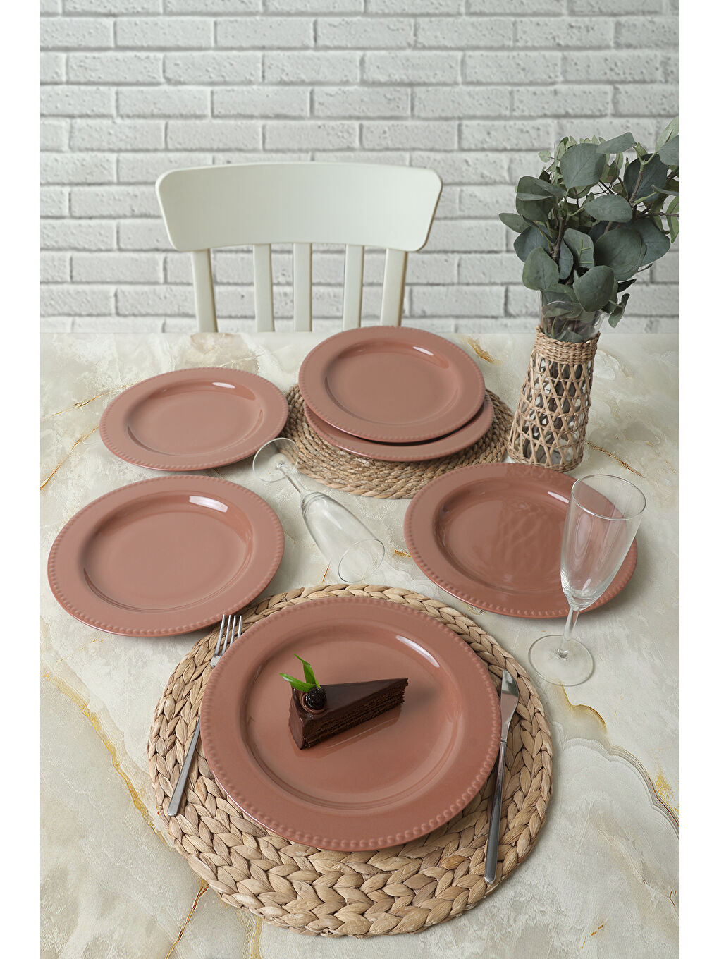 Kahverengi Bella Servis Tabağı 27 Cm 6 Adet-2