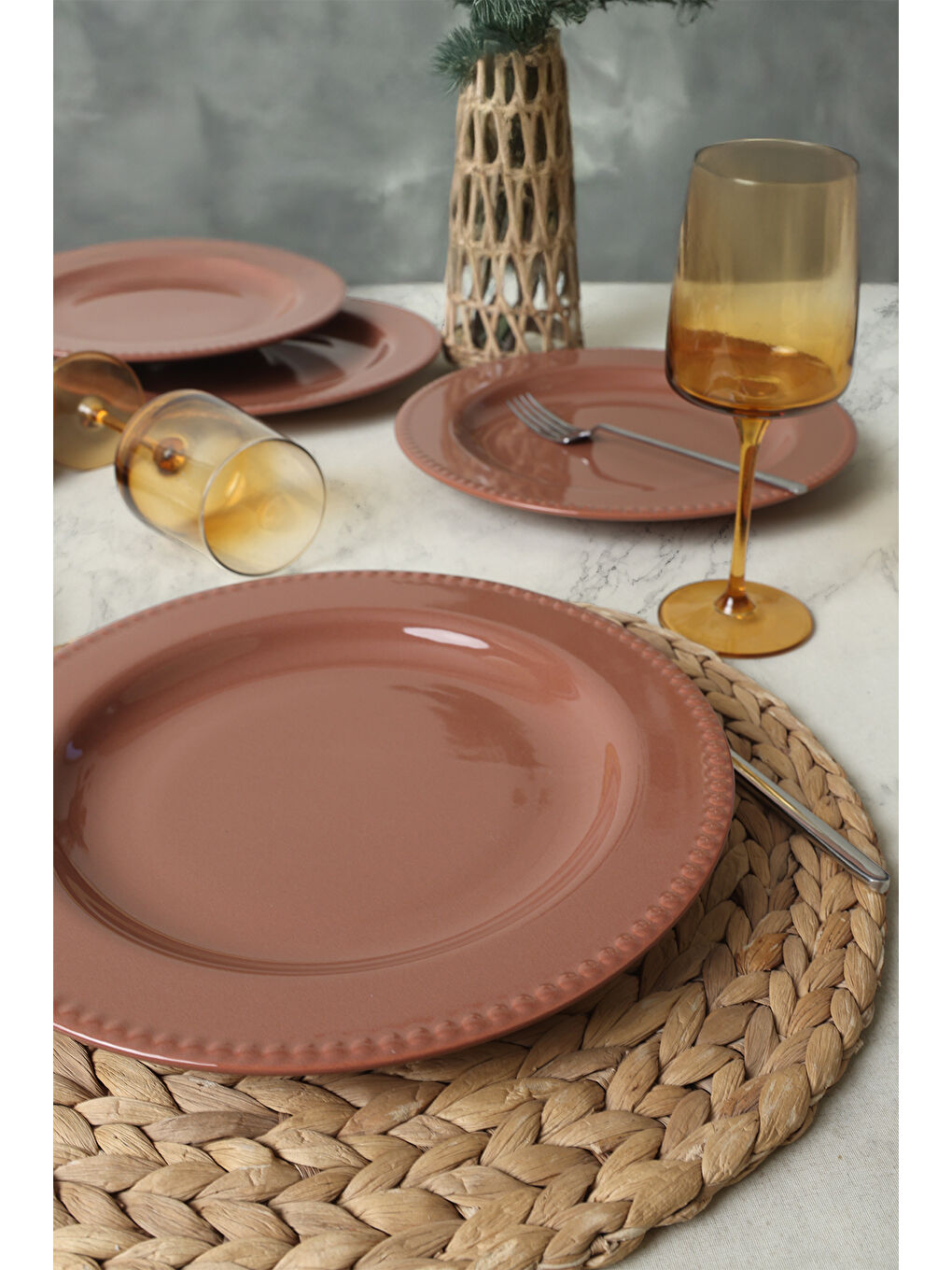 Kahverengi Bella Servis Tabağı 27 Cm 6 Adet-3