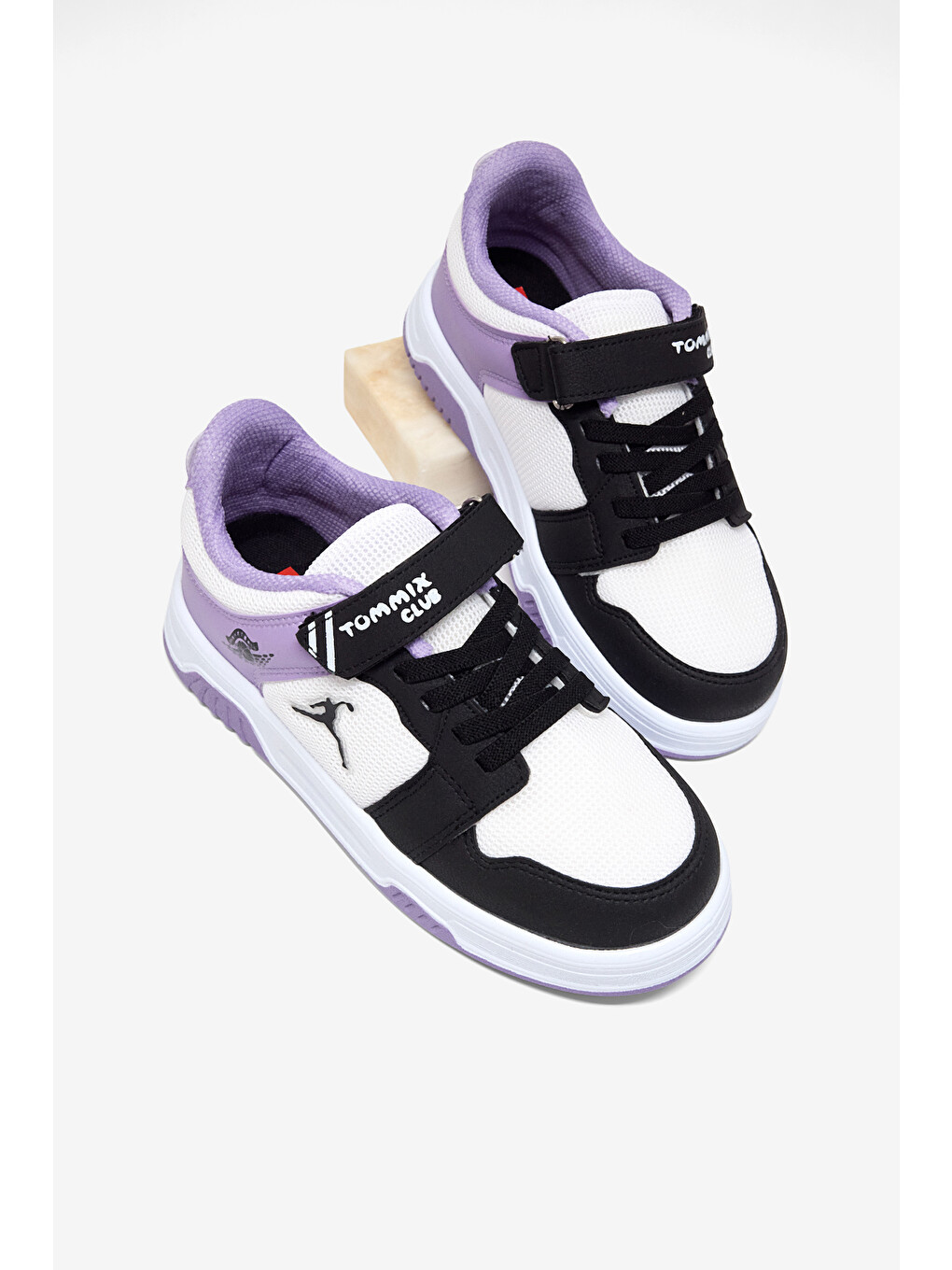 Çocuk Unisex Siyah Lila Rahat Kalıp Ortopedik Cırtlı Sneaker-2