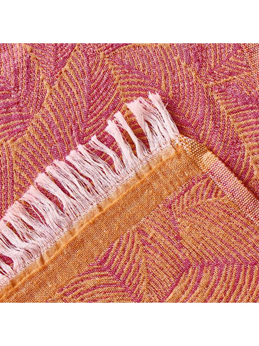 Soft Çiçek Desenli Koltuk Örtüsü - Turuncu / Pembe - 130x170 cm-3