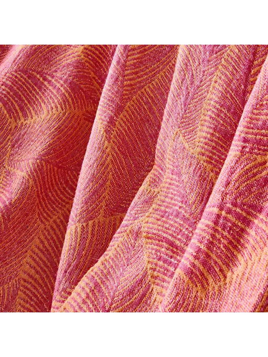 Soft Çiçek Desenli Koltuk Örtüsü - Turuncu / Pembe - 130x170 cm-4