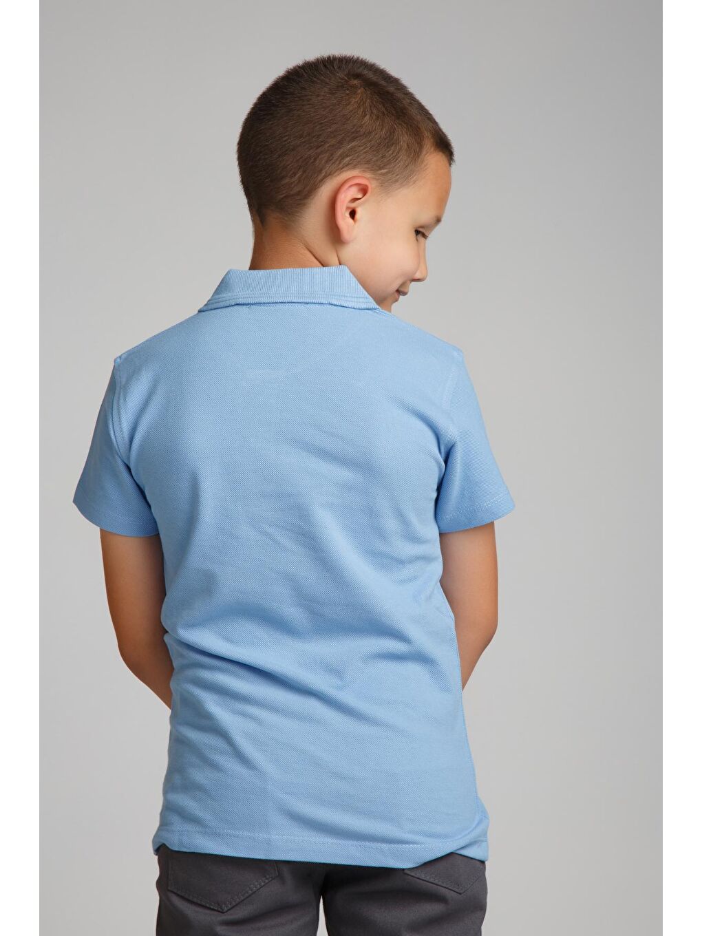 ajn Mavi Kids Polo Yaka Basic Kısa Kollu Erkek Çocuk Tişört - 3