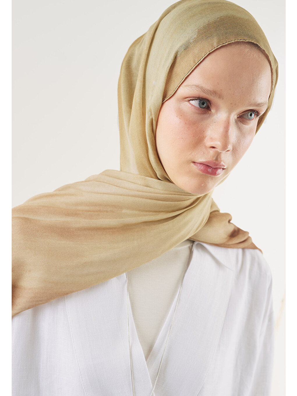 Bej Sand Ripples Desen Soft Viskon Şal Sahra-4